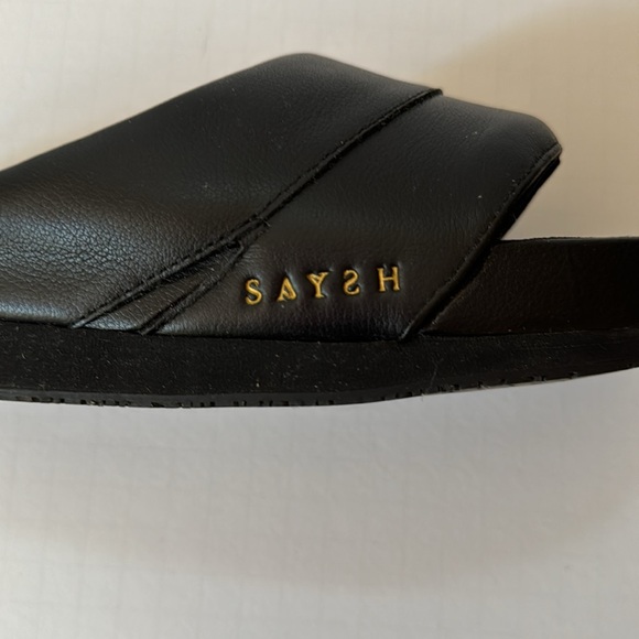 SAYSH Women Slides Black Leather Upper Strap Slip on - Picture 7 of 9